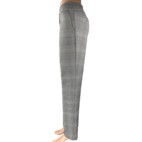 Ann Taylor Black White Plaid Checkered Straight Leg Trousers Dress Pants Size 8 - Picture 2 of 5